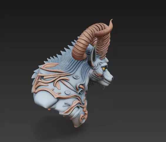 Demonic Ram Bust-Dark Fantasy 3D Model 3D print model_4