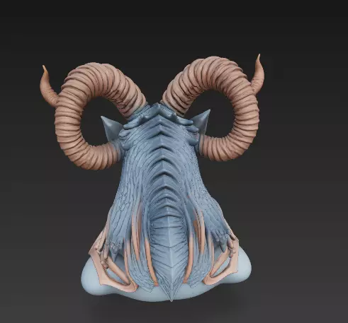 Demonic Ram Bust-Dark Fantasy 3D Model 3D print model_6