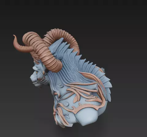 Demonic Ram Bust-Dark Fantasy 3D Model 3D print model_2