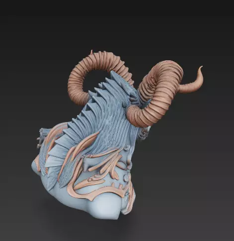 Demonic Ram Bust-Dark Fantasy 3D Model 3D print model_3