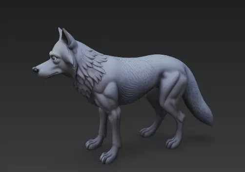 Stylized Wolf 3D Model - CGI - Print Ready Sculpture 3D print model_12