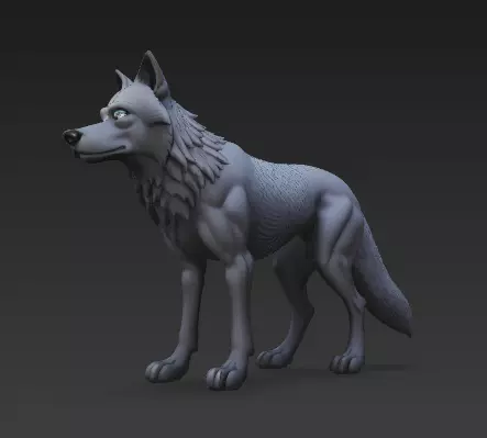 Stylized Wolf 3D Model - CGI - Print Ready Sculpture 3D print model_6