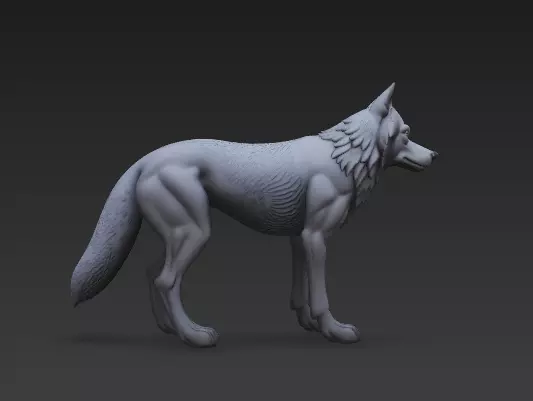 Stylized Wolf 3D Model - CGI - Print Ready Sculpture 3D print model_7