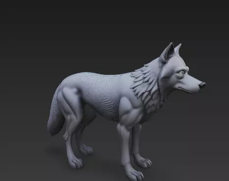 Stylized Wolf 3D Model - CGI - Print Ready Sculpture 3D print model_1