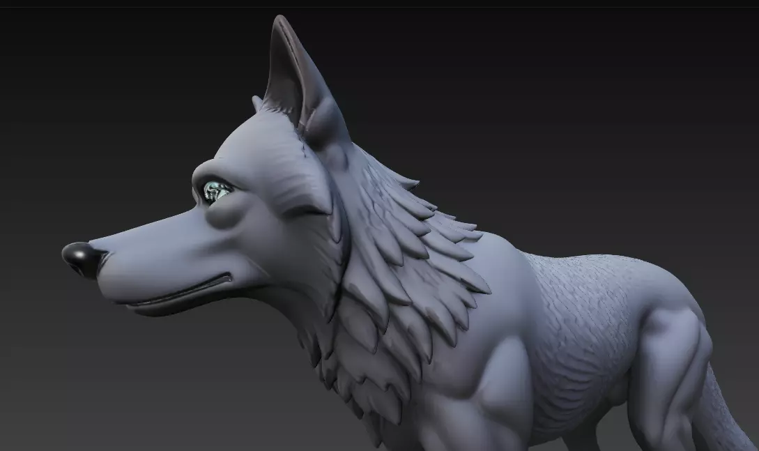 Stylized Wolf 3D Model - CGI - Print Ready Sculpture 3D print model_11