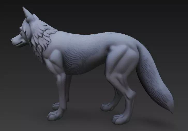 Stylized Wolf 3D Model - CGI - Print Ready Sculpture 3D print model_4