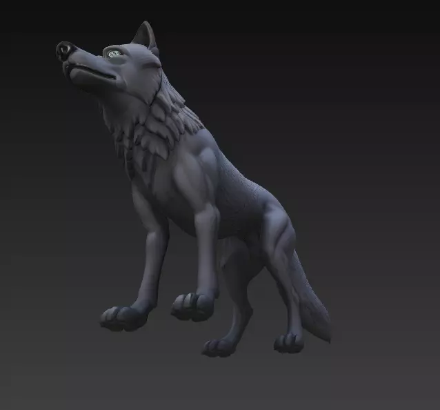 Stylized Wolf 3D Model - CGI - Print Ready Sculpture 3D print model_9