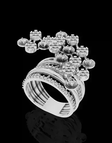 Elegant Multi-Cluster Diamond Cocktail Ring