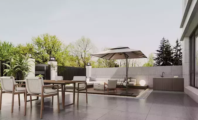 Modern Outdoor Patio with Dining Set 717