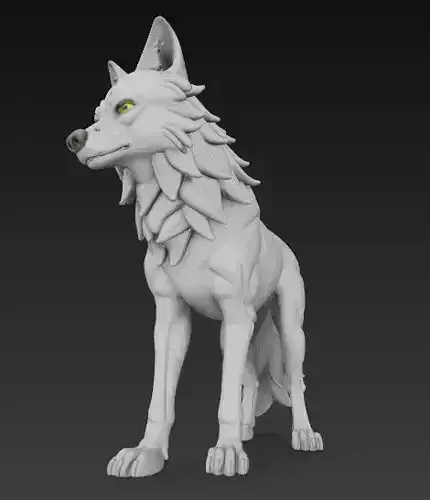 Stylized Wolf 3D Model - Standing Beast Sculpture 3D print model