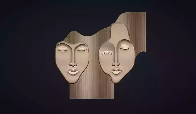 Abstract Face Wall decor for CNC or 3D Print STL
