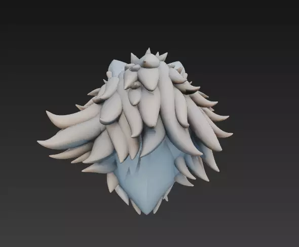 Stylized Wolf Head 3D Model - Fierce Side View Sculpture 3D print model_9
