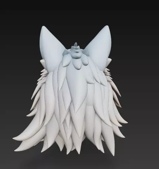Stylized Wolf Head 3D Model - Fierce Side View Sculpture 3D print model_7