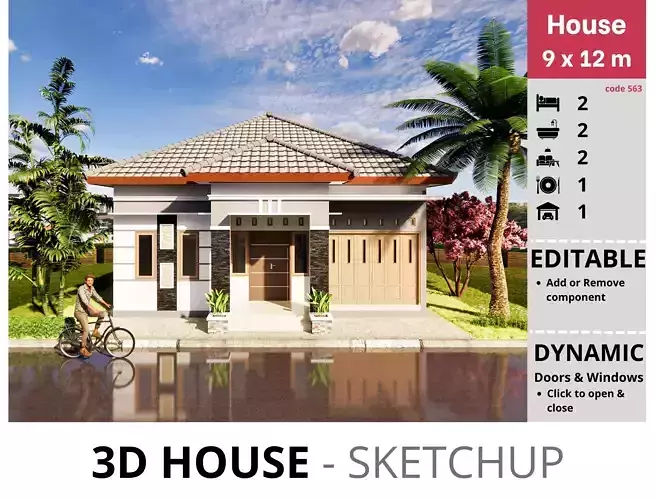 House 9x12m code 563 - Sketchup 3D model 3D model