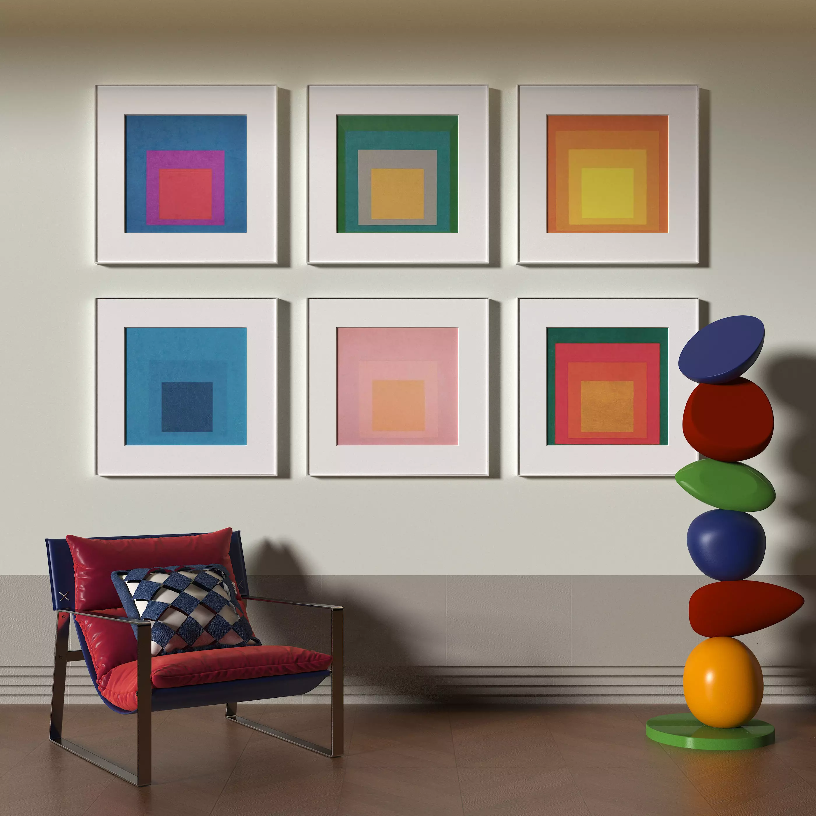 Colorful Pop Art Corner with Abstract Wall Frames 708 3D model_0