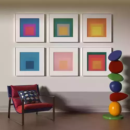 Colorful Pop Art Corner with Abstract Wall Frames 708
