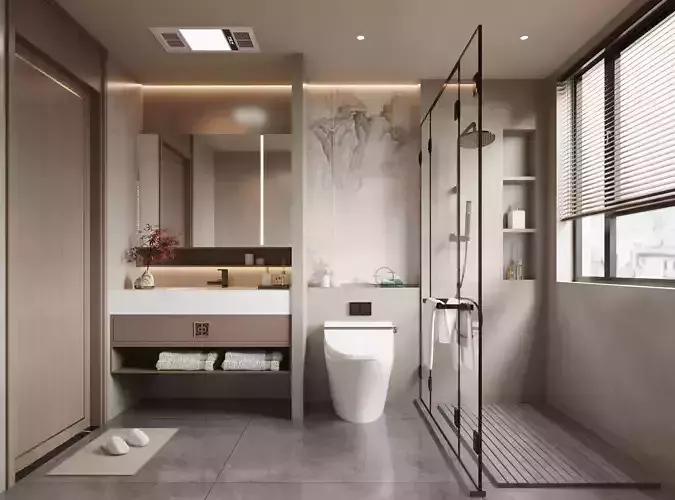 Elegant Modern Bathroom with Glass Shower 696