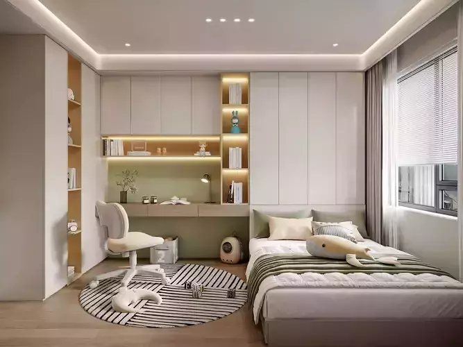 Modern Kids Bedroom with Study Desk 692