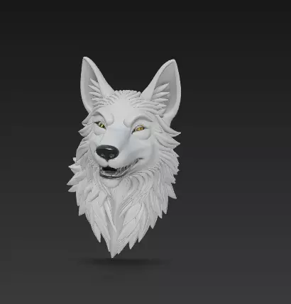 Twin Wolf Heads 3D Model - Stylized Aggressive - Calm 3D print model_7