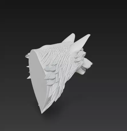 Twin Wolf Heads 3D Model - Stylized Aggressive - Calm 3D print model_6