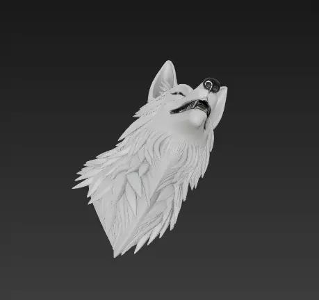 Twin Wolf Heads 3D Model - Stylized Aggressive - Calm 3D print model_8