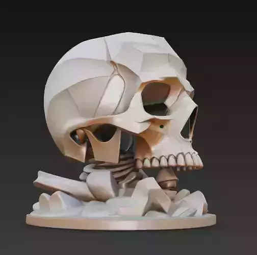 Stylized Skull Diorama 3D Model Fantasy Sculpture 3D print model