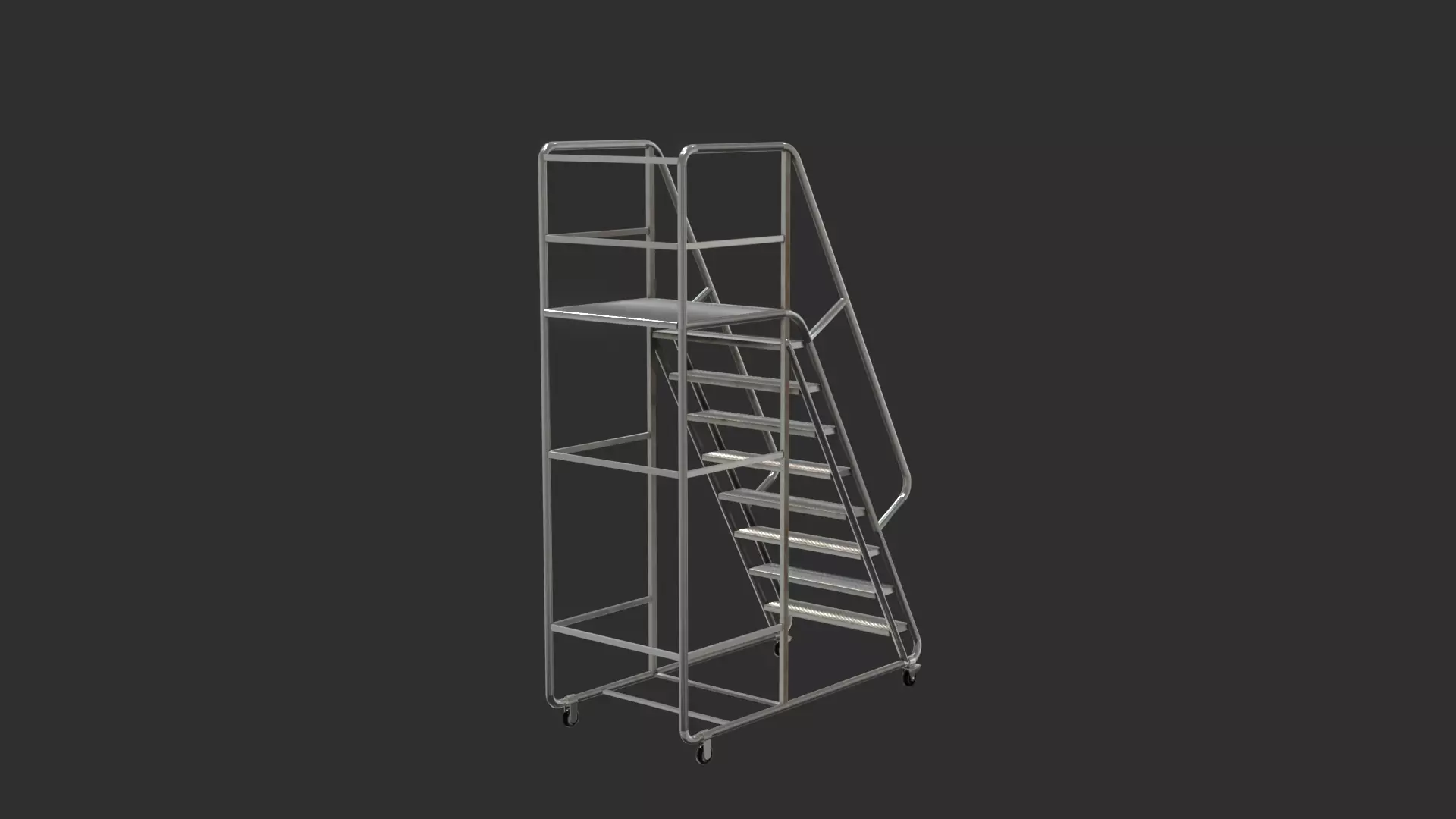 Realistic Ladder 3D Model with Detailed Rungs and Frame Low-poly 3D model_5