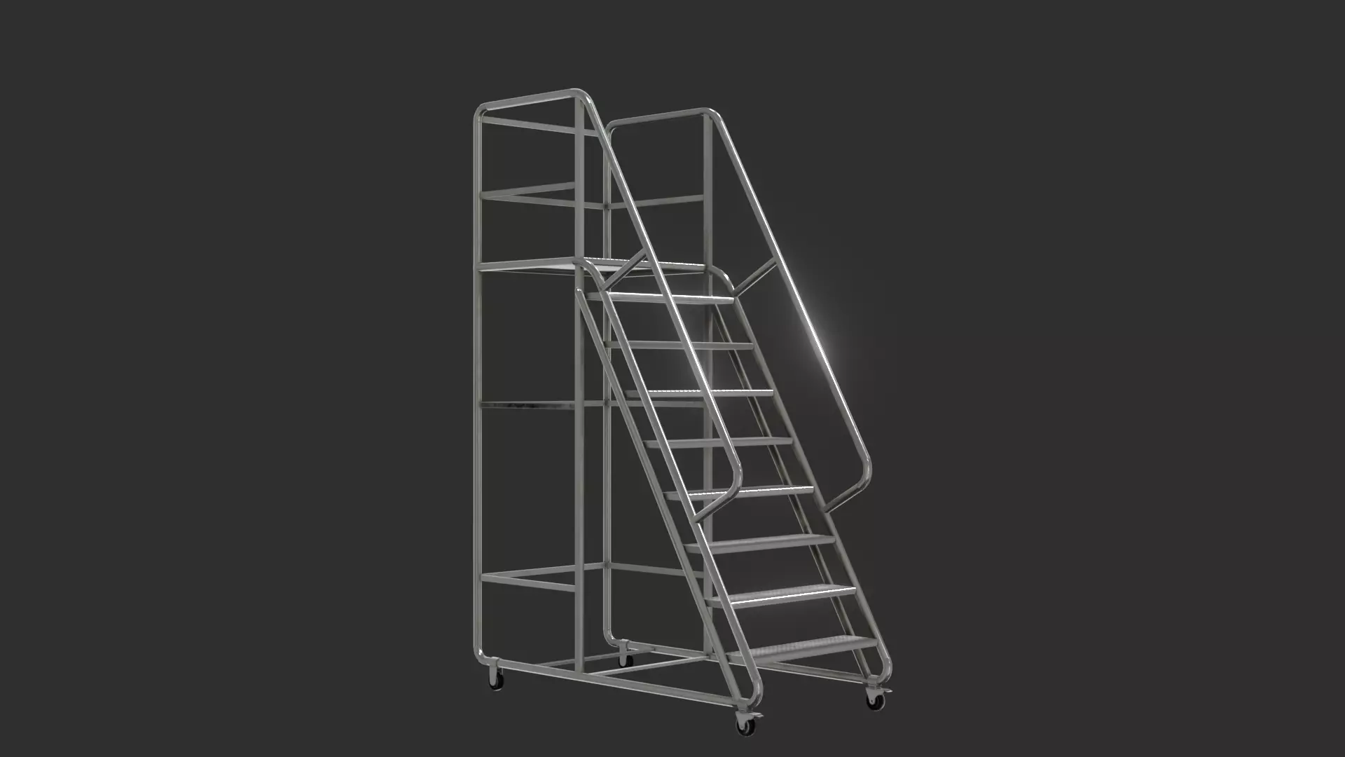 Realistic Ladder 3D Model with Detailed Rungs and Frame Low-poly 3D model_0