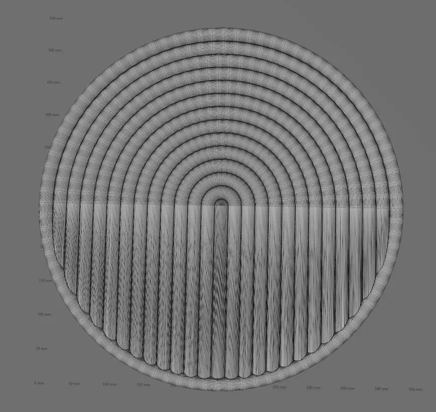 Round geometric Boho style ripple ceiling rosette and wall art 3D print model_14