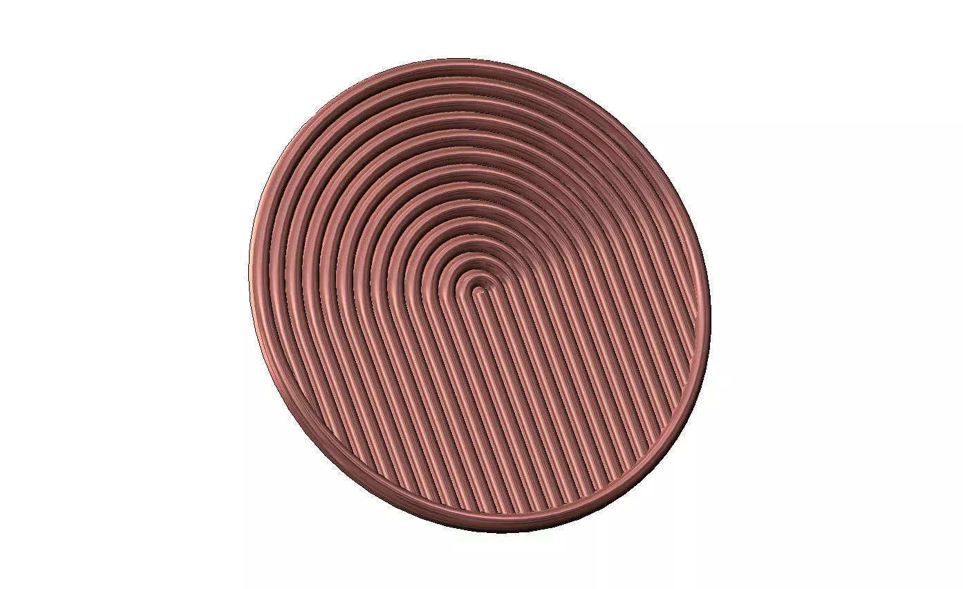 Round geometric Boho style ripple ceiling rosette and wall art 3D print model_12