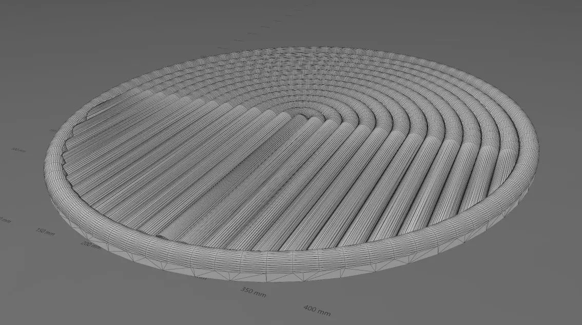 Round geometric Boho style ripple ceiling rosette and wall art 3D print model_13