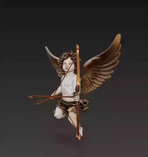Cupid Angel with Bow and Wings - High-Detail 3D Model 3D print model