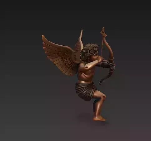 Angel with Bow 3D Model-Stylized Fantasy Sculpture for Print-CGI 3D print model