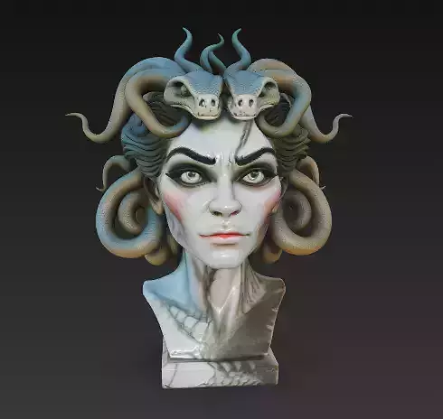 Medusa Gorgon Bust - Stylized Mythological 3D Sculpture 3D print model