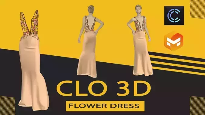 flower dress Marvelous Designer or Clo3D  ZPRJ