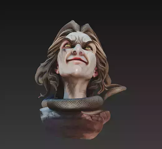 Medusa Bust Sculpture - Stylized Snake-Hair Gorgon 3D print model