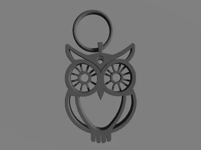 Minimalist Owl Keychain 3D print model_1