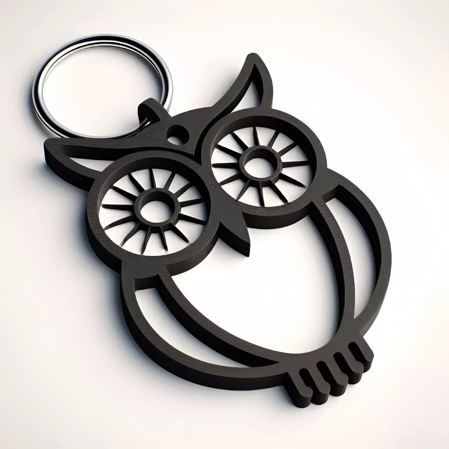 Minimalist Owl Keychain 3D print model_0