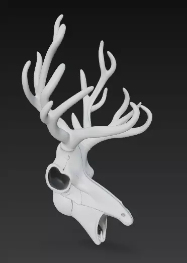 Stylized Deer Skull with Antlers 3D Model Fantasy Sculpture 3D print model_2