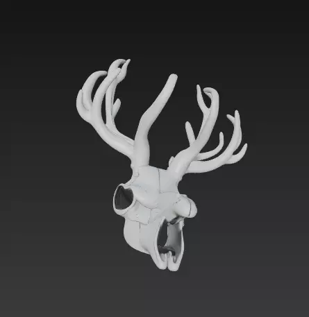 Stylized Deer Skull with Antlers 3D Model Fantasy Sculpture 3D print model_8