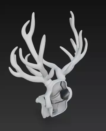 Stylized Deer Skull with Antlers 3D Model Fantasy Sculpture 3D print model_4