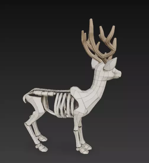 Stylized Deer Skeleton with Antlers 3D Model 3D print model_3