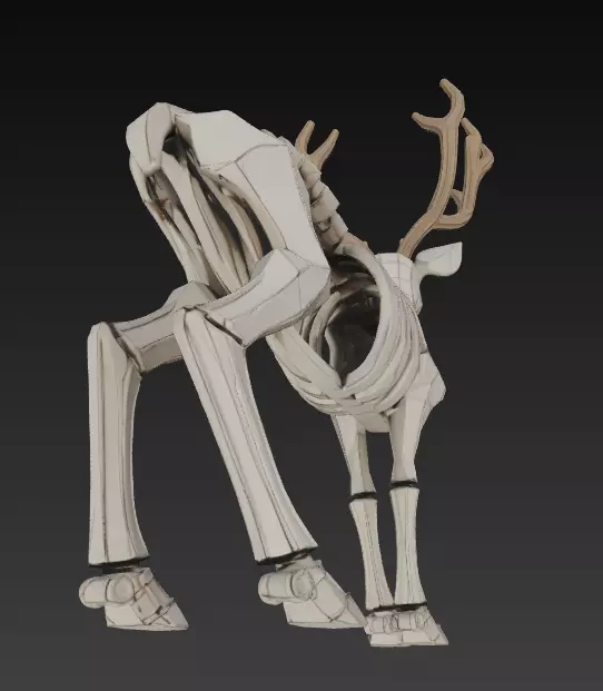 Stylized Deer Skeleton with Antlers 3D Model 3D print model_9