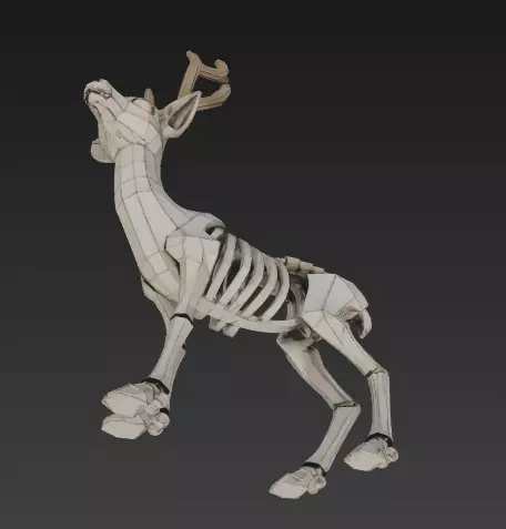 Stylized Deer Skeleton with Antlers 3D Model 3D print model_4