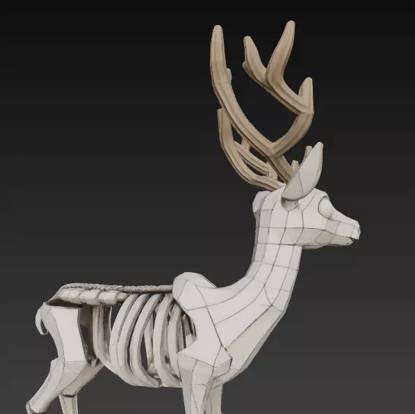 Stylized Deer Skeleton with Antlers 3D Model 3D print model_8