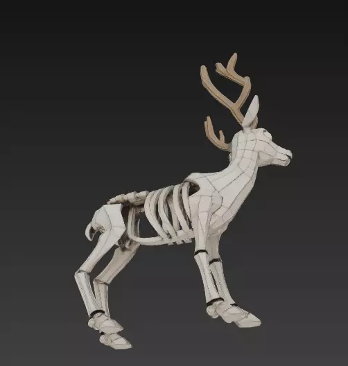 Stylized Deer Skeleton with Antlers 3D Model 3D print model_7