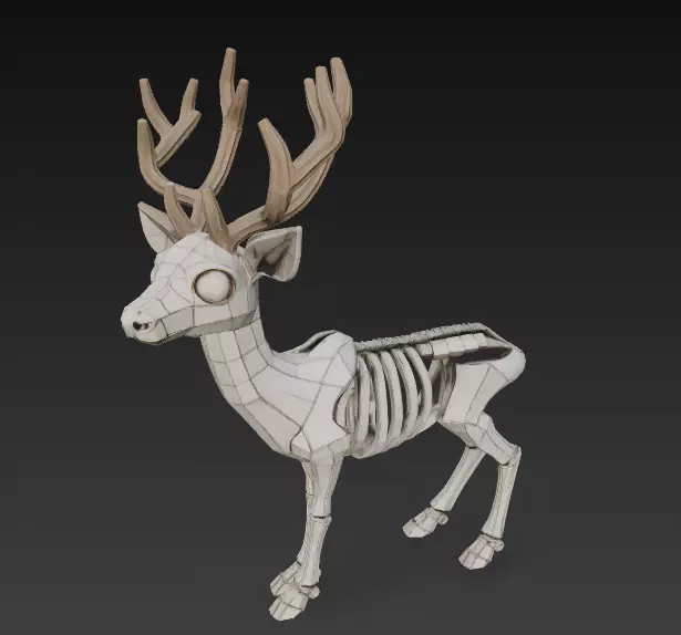 Stylized Deer Skeleton with Antlers 3D Model 3D print model_5