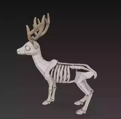 Stylized Deer Skeleton with Antlers 3D Model