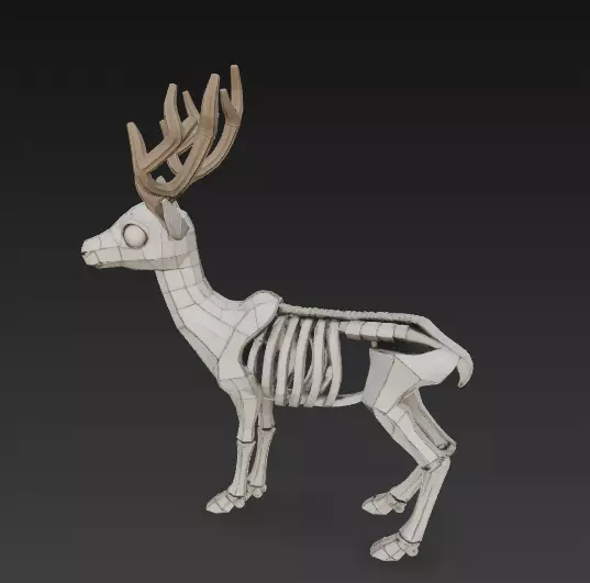 Stylized Deer Skeleton with Antlers 3D Model 3D print model_0