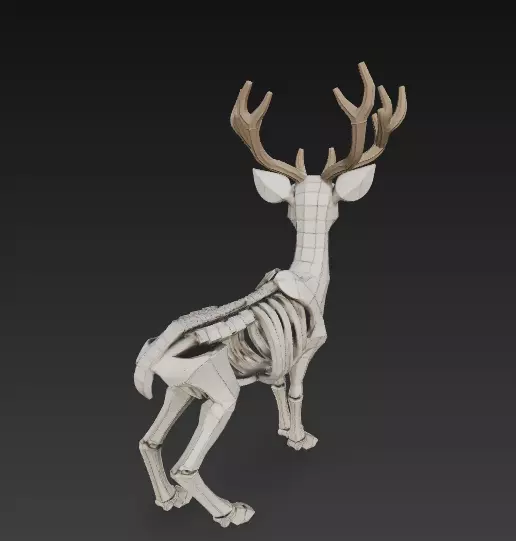 Stylized Deer Skeleton with Antlers 3D Model 3D print model_2